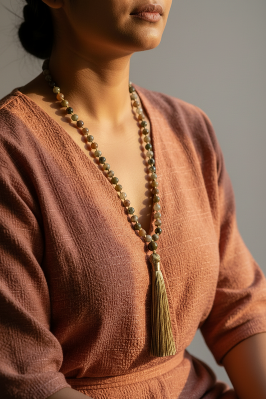 Chitra Indian Agate Tassel 108 Mala