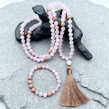 Komala Pink Stone Mala & Bracelet Set