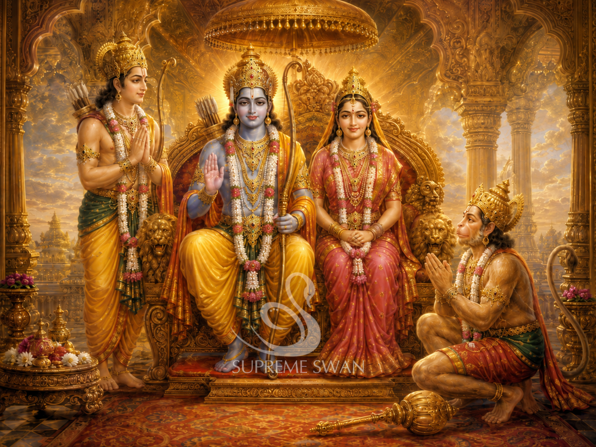 Ram Darbar canvas print with subtle Supreme Swan watermark