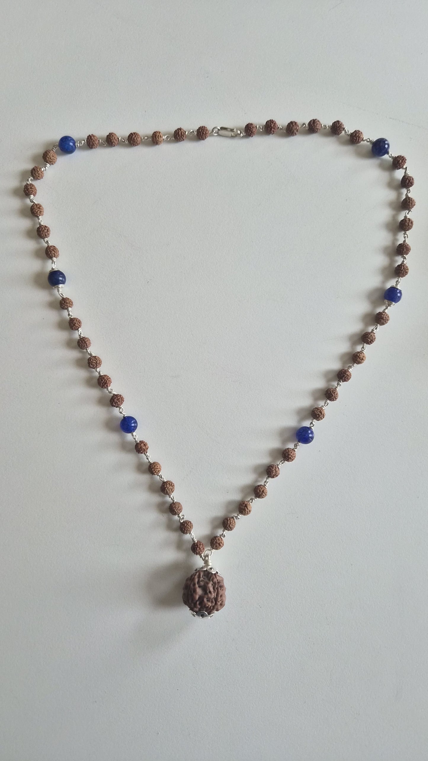 Rudraksha & Blue Lapis Mala Supreme Swan