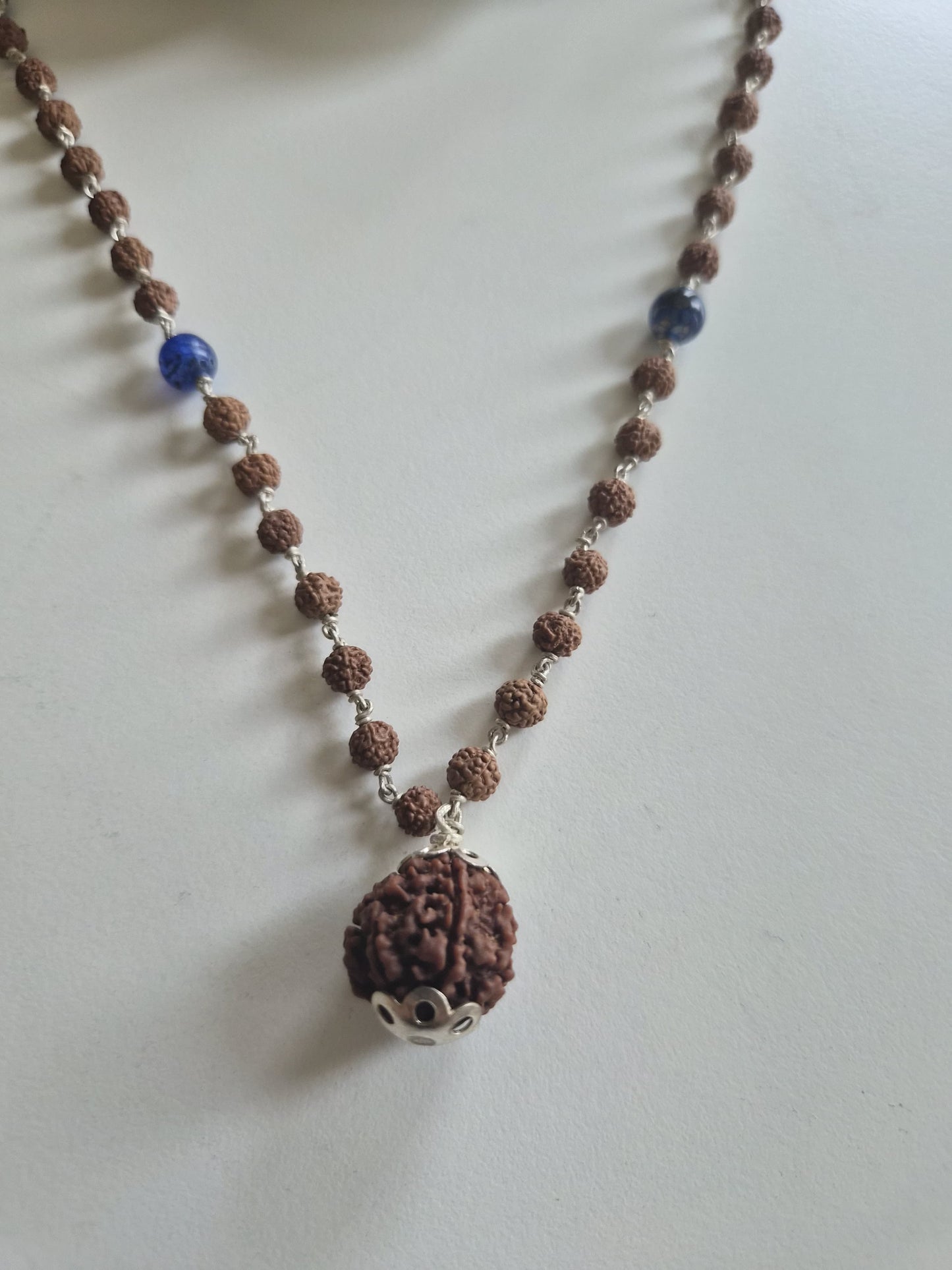 Rudraksha & Blue Lapis Mala Supreme Swan