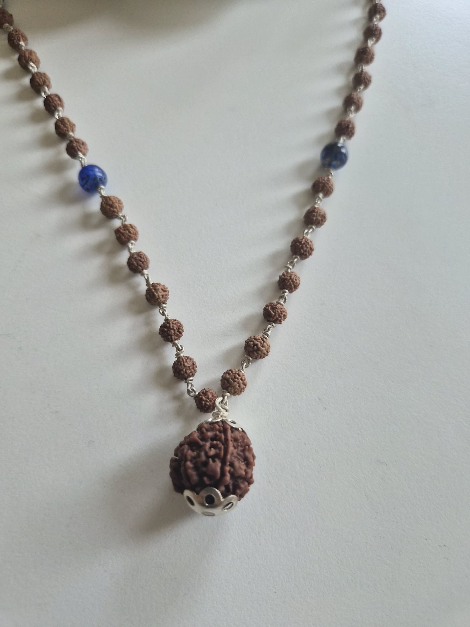 Rudraksha & Blue Lapis Mala Supreme Swan