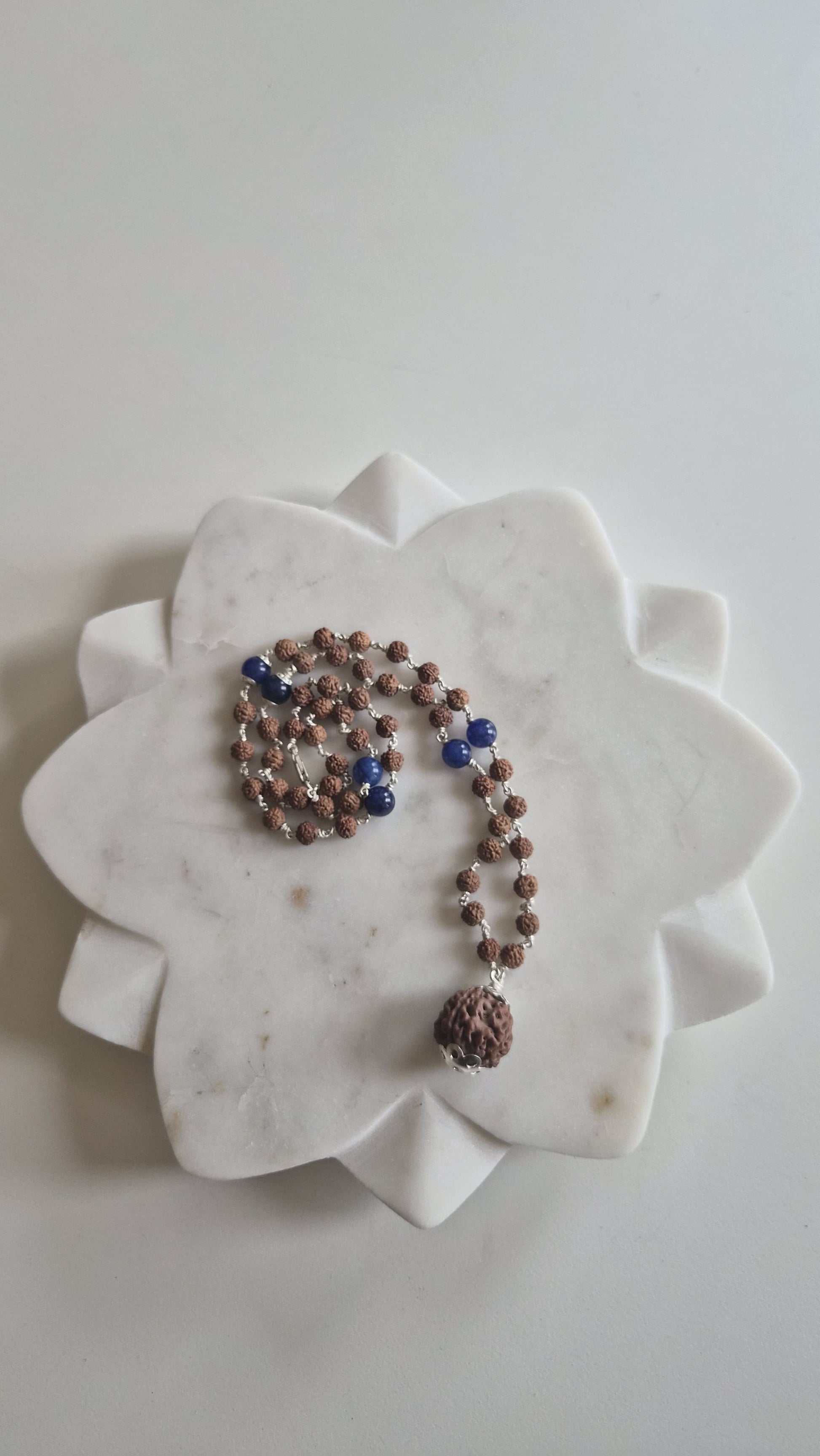 Rudraksha & Blue Lapis Mala Supreme Swan