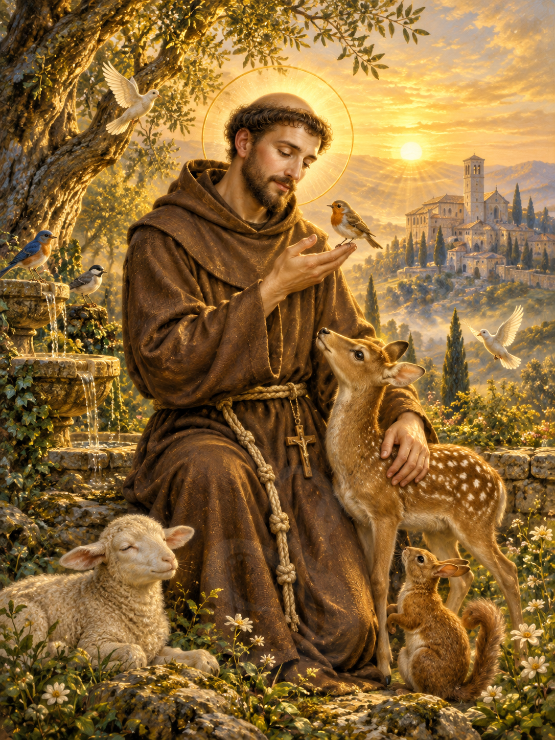 St. Francis of Assisi canvas print with subtle Supreme Swan watermark