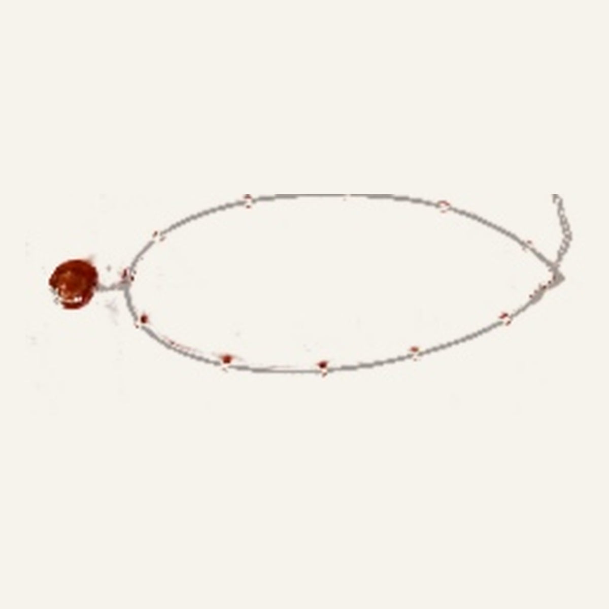 Actual orange Venetian glass chakra pendant on handmade beaded chain against ivory background