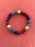 7-Chakra Semi-Precious Gemstone Stretch Bracelet, 6.5 inch / 17 cm
