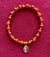 Semi-Precious Fire Agate & Glass Beaded 6.5 inch / 16.5 cm Stretch Bracelet with Sri Paramahansa Yogananda Charm