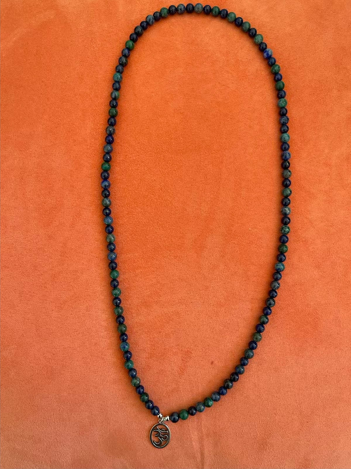 108-Bead Lapis Lazuli & Chrysocolla Mala with OM Charm