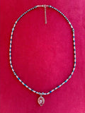 Shiva Lingam Charm Glass Beaded Necklace with Extender Chain