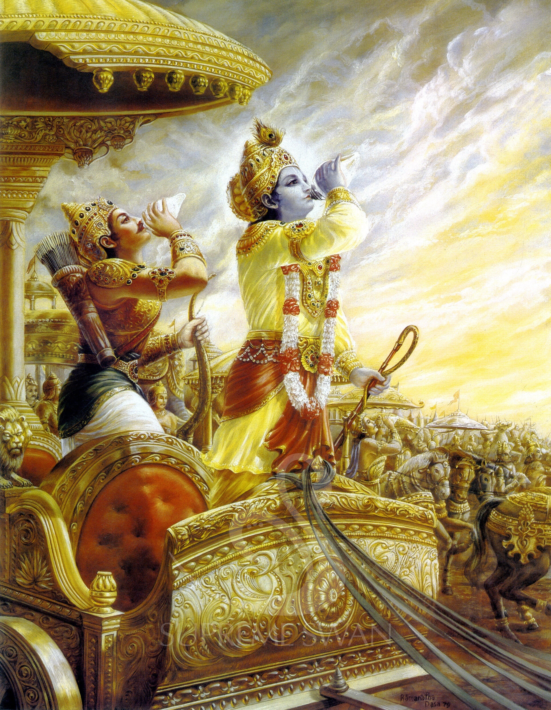 Krishna and Arjuna — canvas print