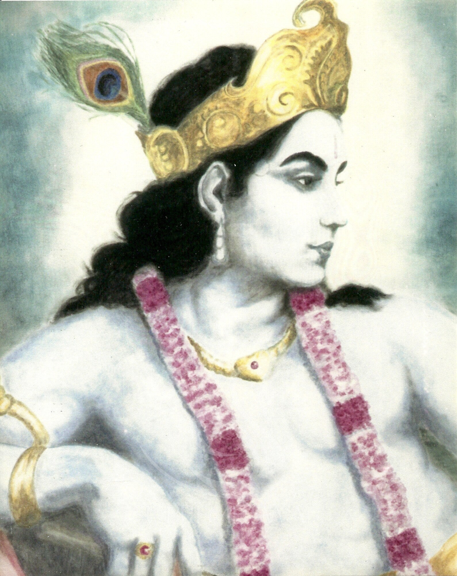 Krishna with peacock crown — canvas print