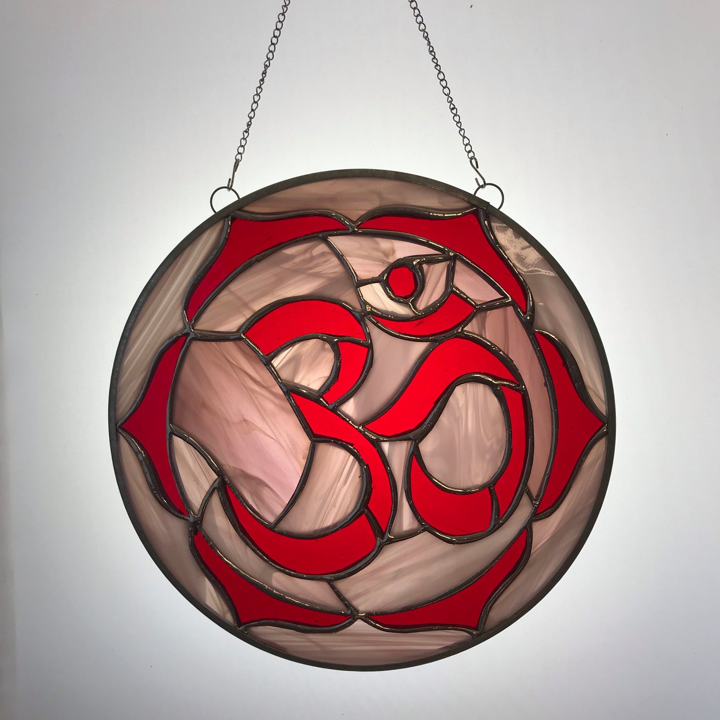 Ruby Red Om Stained Glass