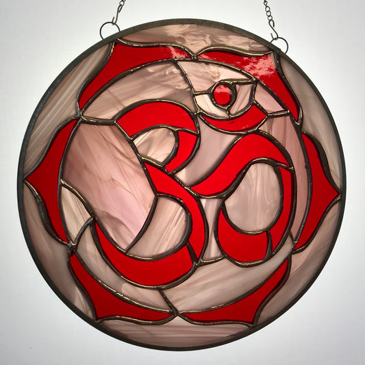 Ruby Red Om Stained Glass