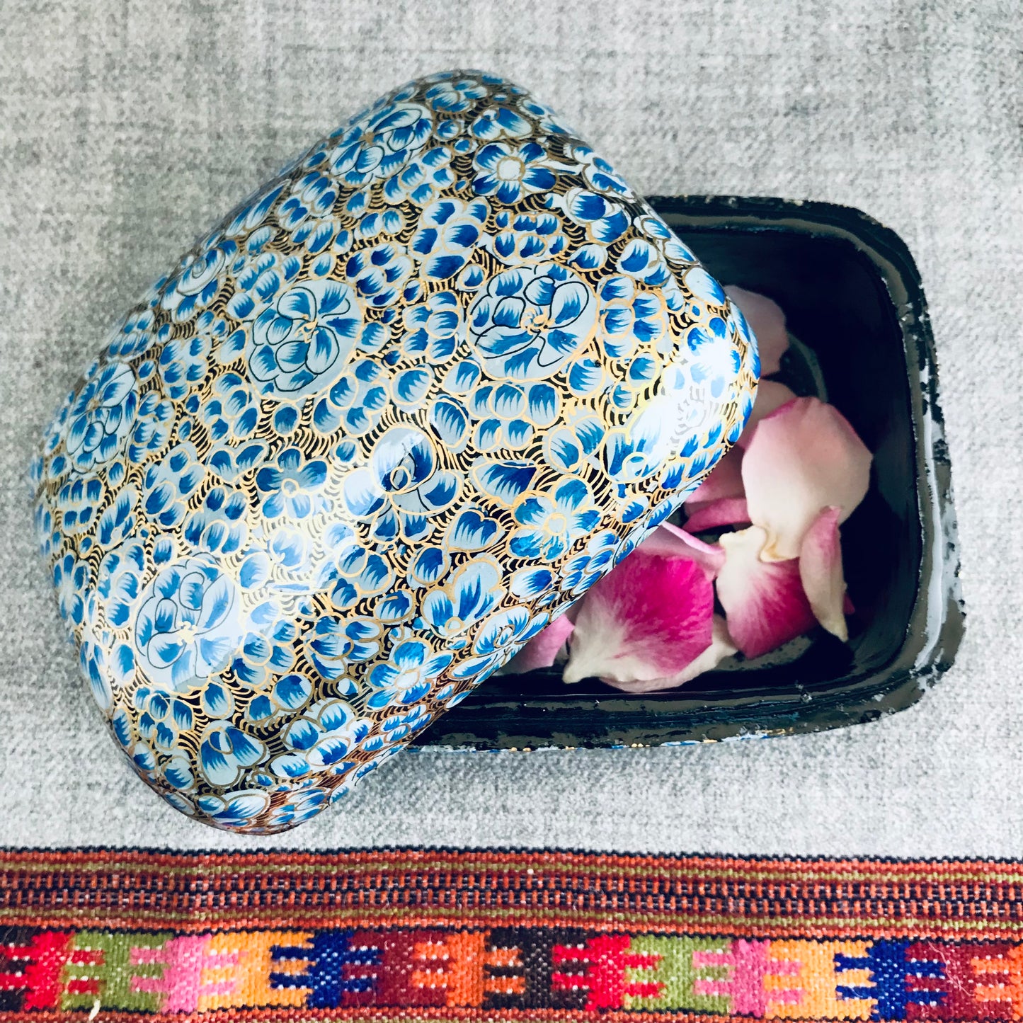 Blue Paper Mache Box