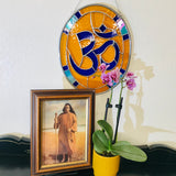 Blue & Gold Om Stained Glass