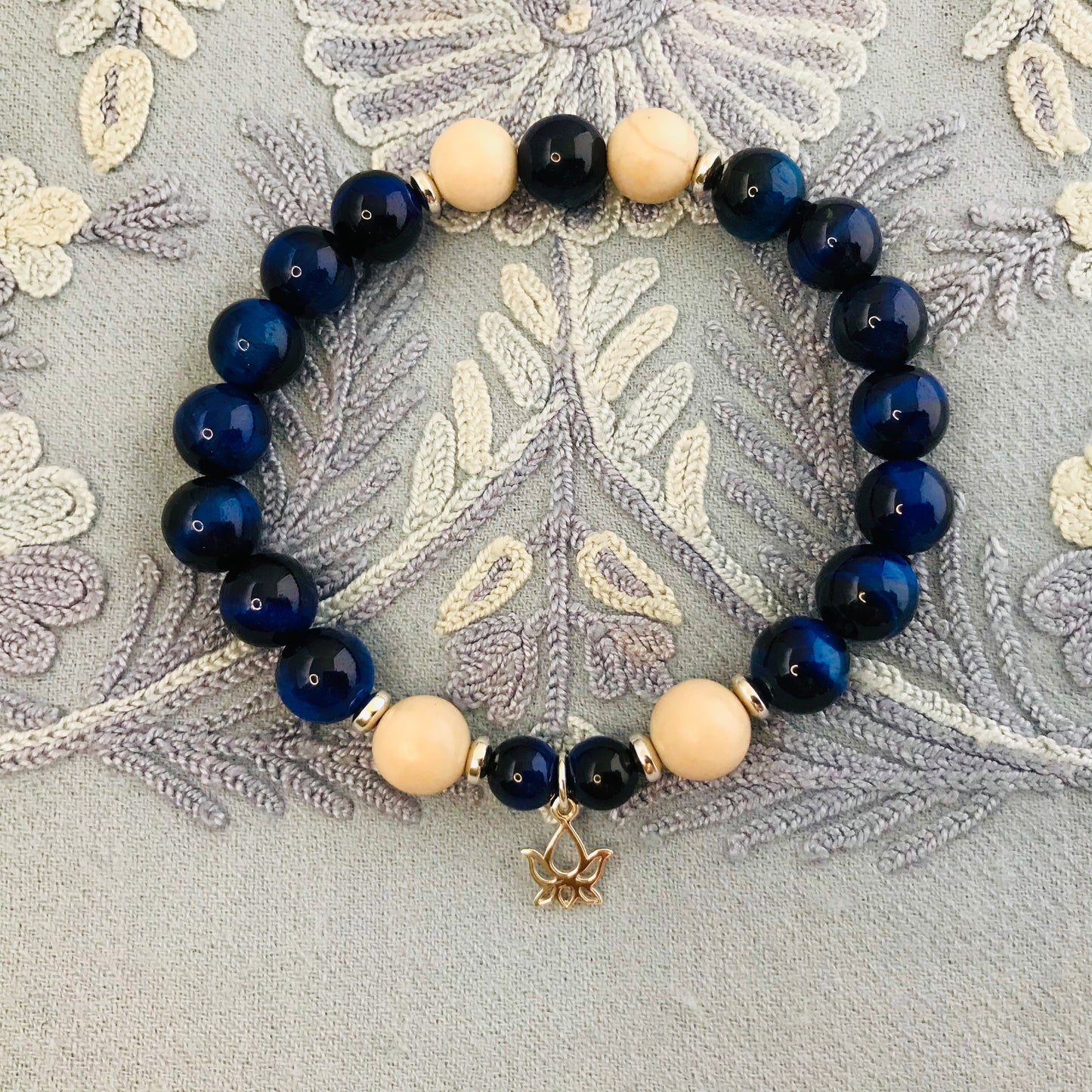 Blue Lotus Charm Bracelet