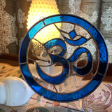 Deep Blue Om Stained Glass