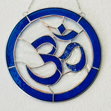 Deep Blue Om Stained Glass