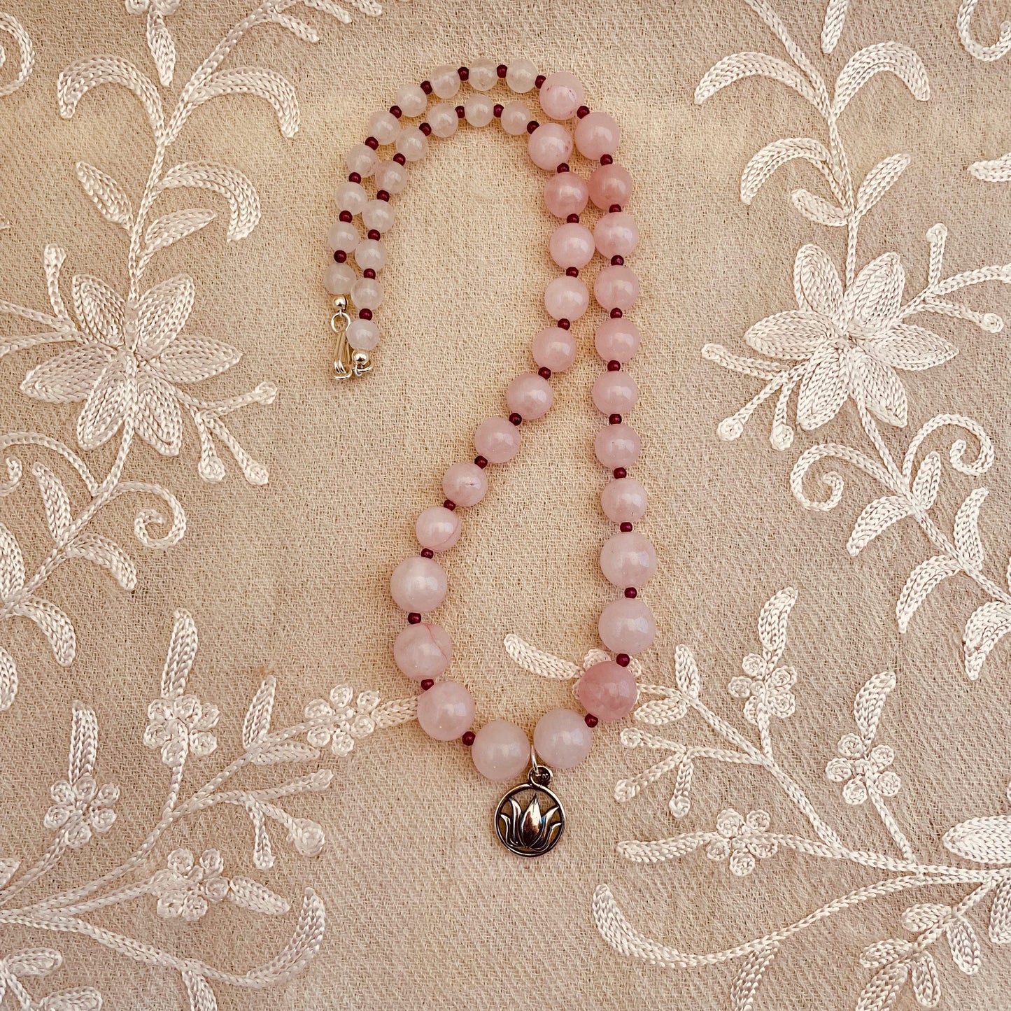 Heart's Lotus Rose Quartz Necklace