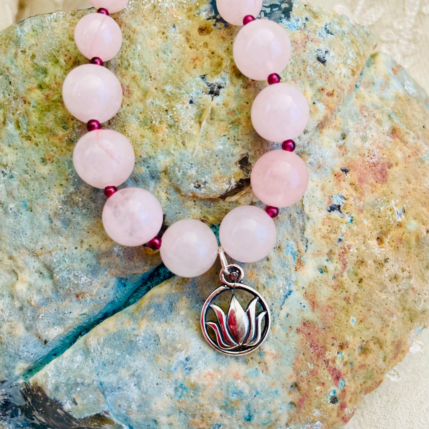 Heart's Lotus Rose Quartz Necklace